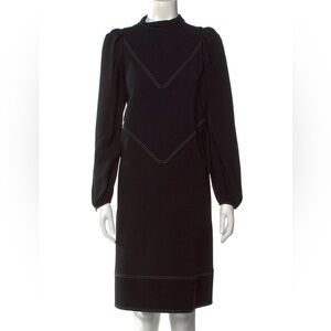 Longchamp Mock Neck Knee Length Black Dress (size L / FR40)